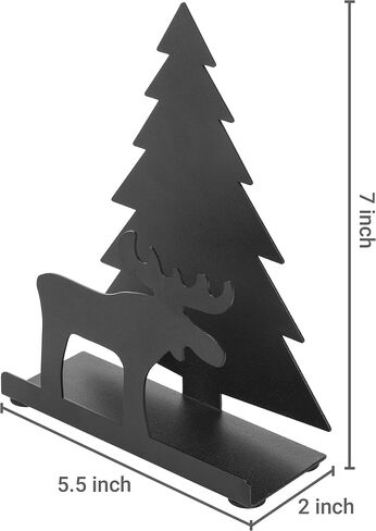 MyGift Black Metal Holiday Napkin Holder for Table with Reindeer and Tree Cut Out Design, Winter Christmas Evergreen Decor in Saudi Arabia