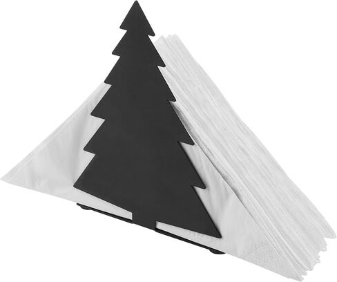 MyGift Black Metal Holiday Napkin Holder for Table with Reindeer and Tree Cut Out Design, Winter Christmas Evergreen Decor in Saudi Arabia