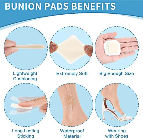 ضمادات جل نفطة للأقدام، ضمادات غرواني مائي 20 قيراط، وسائد لاصقة مقاومة للماء، وسادات نفطة للكعب وأصابع القدم والقدم، ضمادات ختم مائية للوقاية والتعافي (5 أشكال) in Kuwait