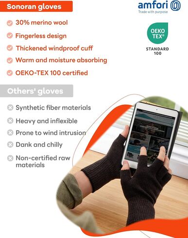Merino Wool Fingerless Gloves for Men Women Half Finger Gloves Thermal Soft Knit Liner for Hunting Fishing Hiking in Kuwait