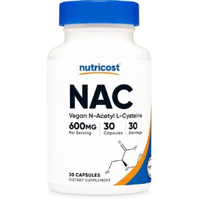 Nutricost N-Acetyl L-Cysteine (NAC) 600mg, 30 Vegan Capsules - GMO Free, Gluten Free, Vegetarian Caps