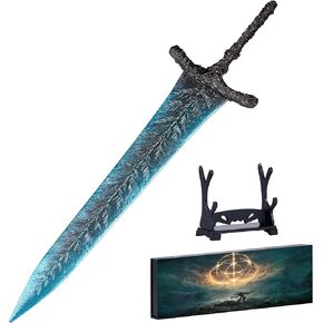 Elden Ring Dark Moon Greatsword Straight Knight's Sword Model 11.8-Inch Metal Craft Sword with Display Stand Action Figure Collectible Toy Desk Decor Party Supply Gift
