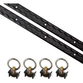 US Cargo Control L Track Tie Down System, Includes (2) 4 Foot Black Anodized Aluminum L-Track and (4) Black Single Stud O-Ring Fittings, Versatile Trailer Tie Down System for Trailers and Truck Beds