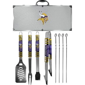 NFL Siskiyou Sports Fan Shop Minnesota Vikings Steel Tailgater BBQ Set w/Case 8 piece Gray