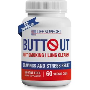 ButtOut الإقلاع عن التدخين تطهير الرئة. يساعد على التوقف عن التدخين ودعم صحة الجهاز التنفسي - تنظيف الرئة الطبيعي وإزالة السموم. خالي من النيكوتين. 60 قطعة - كمية تكفي 30 يومًا