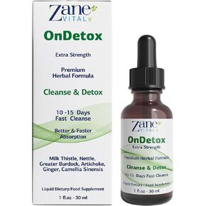 Zane OnDetox │10 – 15 Days Fast Cleanse and Support | Detox & Repair Supplement with Milk Thistle, Nettle, Greater Burdock, Artichoke & More | Vegan | Non-GMO | Gluten-Free | 1 Fl Oz.- 30ml