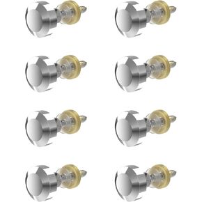 8 PCS 18mm(0.71") Mirror Screws, Brass Decorative Caps Cover Fasteners, Metal Mirror Nails, Polished Beveled Silver Lid (Bright Silver)