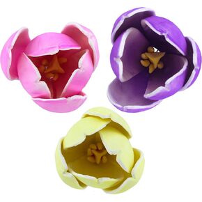 Global Sugar Art Tulip Sugar Cake Flowers, Yellow, Pink, Purple, 6 Count by Chef Alan Tetreault