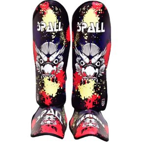 Spall Pro US Muay Thai Guards Shin Guards for Kickboxing Martial Arts BJJ Boxing Sparring with MMA Foot Protector Scary Blue