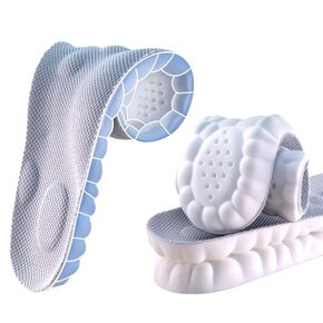 Insoles for Women Man,Cloud Soles for Men Women,4D Cloud Soles for Men,Anti Fatigue, Shock Absorption, Foot Pain Relief (Gray, M [US Men: 8-8.5/Women: 9-10])