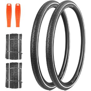 MEGHNA Bike Tire 700C Road Bike Tire Foldable 700 x 35C Tire for Road Racing Fast Rolling 37-622mm Replacement Tire with Reflective Strip for Road Bike Fixed Gear Bike Gravel Bike Hybrid Bike