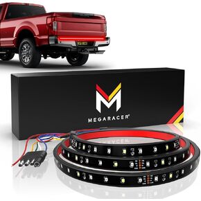 Mega Racer Single Row 48 Inch LED Tailgate Light Bar for Trucks - 5 Functions Brake/Running/Turn Signals/Reverse/Double Flashing Lights, 72 Pieces LED Diodes, IP67 Waterproof Rating, 1 Pc