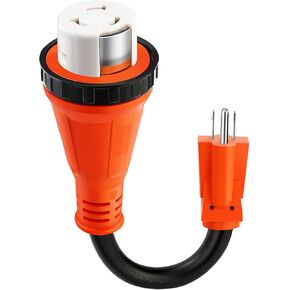 30 Amp to 110 Volt RV Adapter NEMA 5-15P to NEMA L5-30R 110 Volt RV Adapter Twist Lock Cord 10/3 Gauge RV Dogbone Adapter with Twist Lock 12 inches