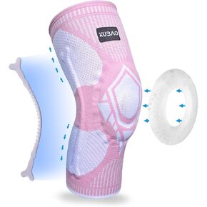 KUBAO Knee Support For Running Youth Wrestling Knee Pads Knee Braces For Working Out Volleyball Knee Pads Women Patellar Stabilizing Knee Brace Compression Knee Sleeve For Women Pink L
