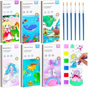 BAOXUE Water Coloring Books for Kids Ages 4-8,Pocket Watercolor Painting Book Kit for Toddlers,Kids Water Color Paint Set Art Crafts,Mini Travel Water Coloring Book,Gifts for Girls Boys