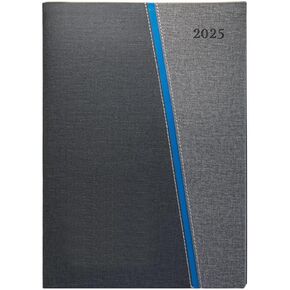 2025 Monthly Calendar Planner Organizer Date Log | 14 Month at Glance 10 X 7 Grey Sleek Denim Cover Blue Strip - Appointment Agenda Goals Accountability Meetings Book to Do List Time Management (2025)