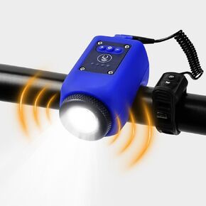 YUKI Electric Bike Horn with Front Light, 2 in 1 Bicycle Horn 110 dB 6 Sound Modes with Rechargeable Battery Waterproof Bike Light Bicycle Horn for Kids Boys Adults Mountain Bike