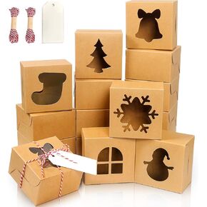BEAVOING 36 PCS Christmas Cookie Boxes, 8x6x2.5 Inches Bakery Boxes with Window Pastry Treat Boxes for Chocolate Strawberries, Cupcakes, Muffins, Dessert Donuts Gift-Givingand Party（White）
