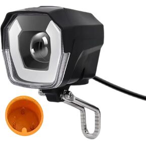 Electric Bike Headlight for Night Riding 3 Pins Male Connector LED Front Light 24V 36V 48V 52V Waterproof Ultra Bright Bike Safety Light for EBike Mounting on Front Fork