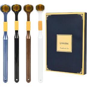 4-Piece Set of 3-Sided toothbrushes Adults, Extra Soft toothbrushes for Adults, Medium Toothbrush for Comprehensive Care of Teeth and Gums.