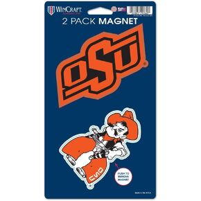 WinCraft NCAA Oklahoma State University WCR29060014 Magnets (2 Pack), 5" x 9"