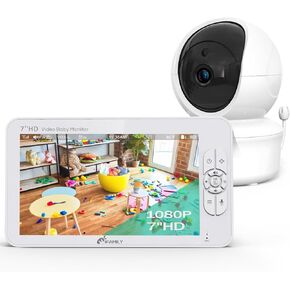 7" Large Split Baby Monitor with 2 HD Cameras and Audio, 1080P HD Video Baby Monitor No WiFi,Hack Proof, Remote Control,VOX Mode, Auto Night Vision, Built in Lullabies n White Noise in Kuwait