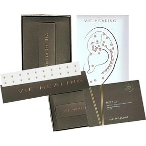 24k Gold Acupressure Ear Seeds - Reflexology, Ear Seed Chart - Best Ear Seeds -Acupressure Beads - 40+ Solutions & 24k Gold Ear Seeds Acupuncture Kit - Suitable for Adults