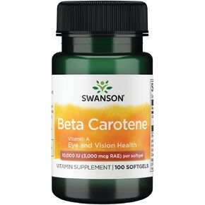 Swanson Beta-Carotene (Vitamin A) Skin Eye Immune System Health Antioxidant Support 10000 Iu (3000 mcg) 100 Sgels (2 Pack)