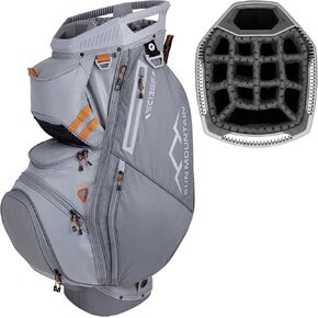 Sun Mountain C-130 14 Way Golf Bag with Full-Length Dividers and 11 Pockets for Ultimate Convenience - Lightweight Golf Cart Bag with Cart Strap Pass-Through Ideal for Golf Carts - Cadet Nickel Rust