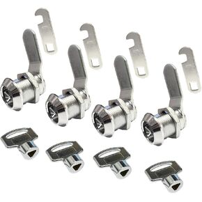 Cam Lock with Triangle Socket Key,Triangular Keyhole Cabinet Lock,Keyed Alike Tubular Cam Lock for Electric Cabinet, Water and Gas Meter Cabinet(4), Chrome, XXS24116