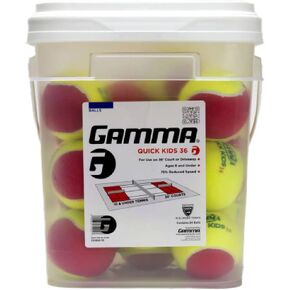 GAMMA Quick Kids 36 Training Tennis Balls for Kids & Beginners, Reduced Speed & Bounce, Great for Tennis Practice, USTA & ITF Approved for Use in 10 & Under Tournaments, Bucket of 24