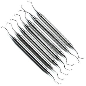 Dental Gracey Curettes Periodontal 1/2-13/14 Hollow Handle Double Ended Instruments 7 Piece Set