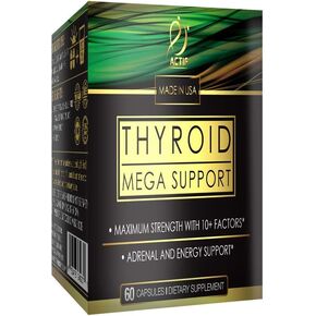 ACTIF Thyroid Mega Support - Maximum Strength with 10+ Thyroid Factors - Supports Energy, Metabolism, Adrenal Fatigue & Stress Response - Non GMO, 1 Month Supply, Made in USA