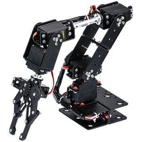 FLEXMAN Robotic Arm Kit, 6DOF Robot Mechanical Arm Clamp Claw Kit, Programmable Aluminum Industrial Robot DOF Manipulator for Teaching DIY