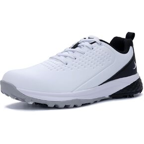 Mens Golf Shoes Waterproof Non-Slip Spiked Lightweight Outdoor Sport Walking Training Sneakers White US 7-12