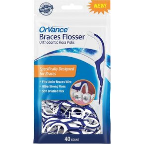 Braces Flosser - Designed for Braces for an Easy & Effective Clean, Ultra Strong Floss - 40 Count (Pack of 2)