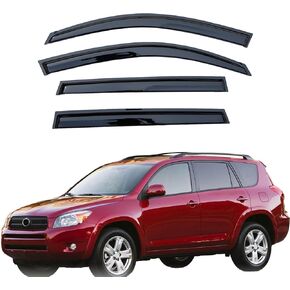 Tape On Window Visor Compatible with 2006-2012 Toyota Rav4, Side Vent Window Deflector Rain Guard Shade, Truck Accessories-4pcs