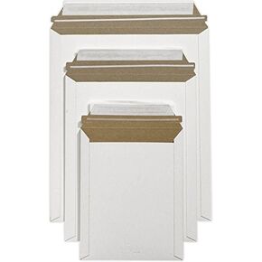 LUXPaper Paperboard Mailers | Pull Strip Opener | Peel & Press | 9 3/4"x 12 1/4" | White | 26pt. Fiberboard | 50 Qty