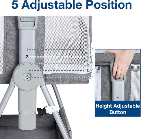 Jixrolyn 3 in 1 Baby Bassinet Bedside Sleeper, Height Adjustable Bedside Bassinet for Newborn and Infant with Mattress, Storage Basket, and Wheels (Grey) in Saudi Arabia