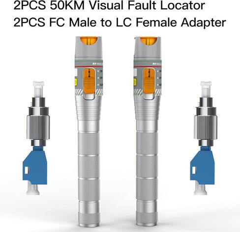 2PCS 100KM Visual Fault Locator for Fiber Optic Cables, VFL Support FC/ST/SC/LC Interfaces, Long-Range Fault Finder, Fiber Light Pen Tester, High-Precision OTDR Mapping Tool for FTTH, Telecom, Datacom in Saudi Arabia