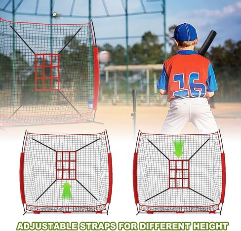 Vaolvpant 7Ft x 7 Ft البيسبول والكرة اللينة ممارسة الضرب والرمي صافي مع مجموعة المحملة منطقة الضرب وحقيبة حمل سهلة التركيب شبكة البيسبول المحمولة للاستخدام الداخلي / الخارجي in Kuwait