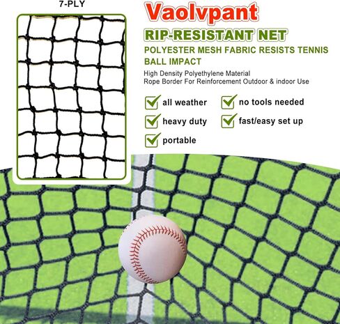 Vaolvpant 7Ft x 7 Ft البيسبول والكرة اللينة ممارسة الضرب والرمي صافي مع مجموعة المحملة منطقة الضرب وحقيبة حمل سهلة التركيب شبكة البيسبول المحمولة للاستخدام الداخلي / الخارجي in Kuwait
