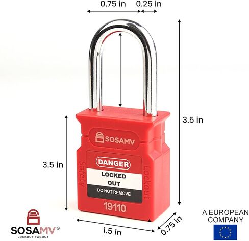 Red Loto Lockout Tagout Locks - 10 Keyed Different Locks with 2 Keys Per Lock, OSHA Compliant, Durable Nylon Body and Stainless Steel Shackle, Easy Identification and Key Cover in Saudi Arabia