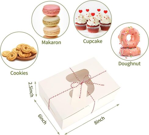 BEAVOING 36 PCS Christmas Cookie Boxes, 8x6x2.5 Inches Bakery Boxes with Window Pastry Treat Boxes for Chocolate Strawberries, Cupcakes, Muffins, Dessert Donuts Gift-Givingand Party（White） in Saudi Arabia