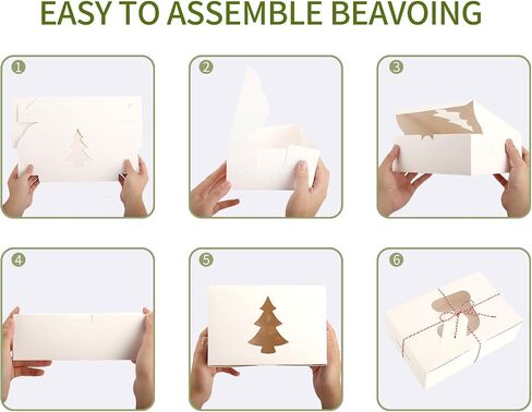BEAVOING 36 PCS Christmas Cookie Boxes, 8x6x2.5 Inches Bakery Boxes with Window Pastry Treat Boxes for Chocolate Strawberries, Cupcakes, Muffins, Dessert Donuts Gift-Givingand Party（White） in Saudi Arabia