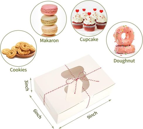 BEAVOING 36 PCS Christmas Cookie Boxes, 8x6x2.5 Inches Bakery Boxes with Window Pastry Treat Boxes for Chocolate Strawberries, Cupcakes, Muffins, Dessert Donuts Gift-Givingand Party（White） in Saudi Arabia