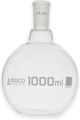 Eisco Labs - 1000 mL Flat Bottom Boiling Flask with 24/40 Ground Joint, Borosilicate Glass, Ideal for Organic Chemistry, Heating, Distillation, Reflux, Extractions & Solution Preparation in Labs in Saudi Arabia