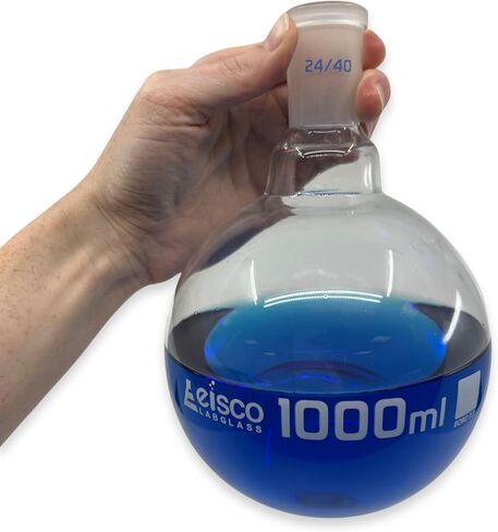 Eisco Labs - 1000 mL Flat Bottom Boiling Flask with 24/40 Ground Joint, Borosilicate Glass, Ideal for Organic Chemistry, Heating, Distillation, Reflux, Extractions & Solution Preparation in Labs in Saudi Arabia