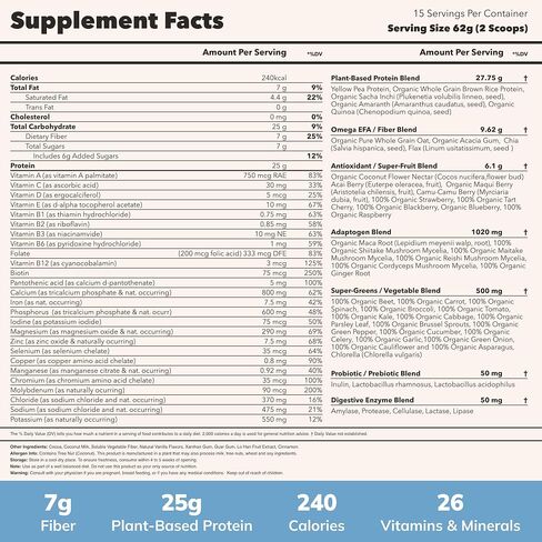 Ka’Chava All-In-One Nutrition Shake Blend, 85+ Superfoods & Nutrients, Meal Replacement, Greens Plant-Based Superfood Powder Protein Drink, Digestive Enzymes & Probiotics, Vegan Dairy Gluten Free, 2lb in Saudi Arabia