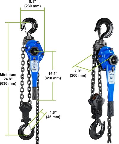 Tractel Lever Chain Hoist | 1/2 Ton (1000 lbs) Capacity | 20 ft Lift & Pull Length | Professional Grade Ratchet Puller with ANSI B30.21 & OSHA Industrial Standards | Bravo 19662 in Saudi Arabia